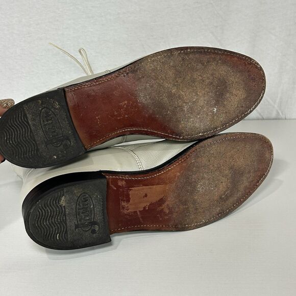 Justin Roper Womens Size 9 B Pearl White Leather Lace Up Kilt Ankle Cowboy Boots - Picture 5 of 9